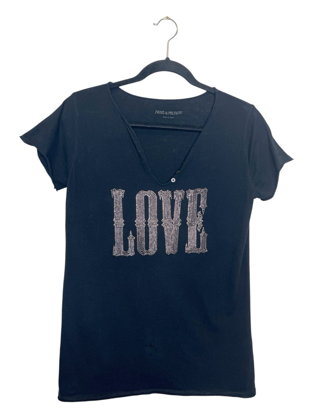 ZADIG & VOLTAIRE Studded LOVE100% Cotton Tee size Small (flawed)